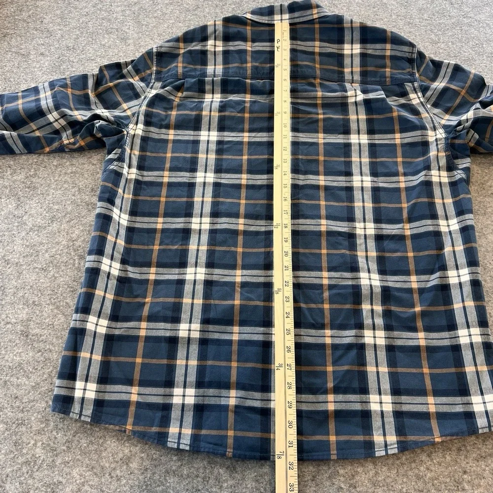 The North Face Men's Heavy Flannel Button Size XL Blue & Gold Plaid Pattern